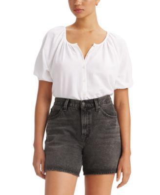 Levis Womens Leanne Button-Front Puff-Sleeve Top Product Image