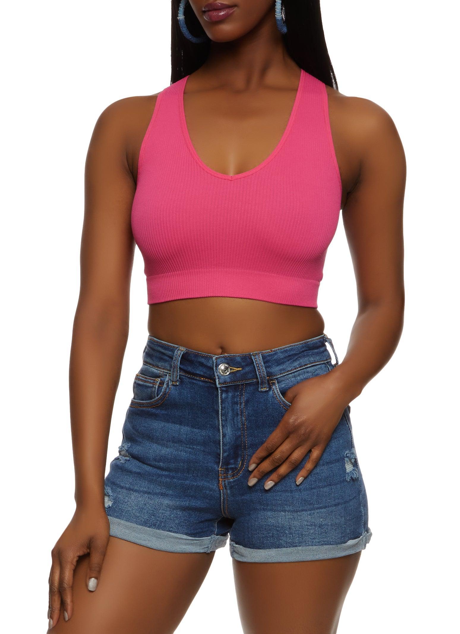 Womens Rib Knit Seamless Crop Top Product Image