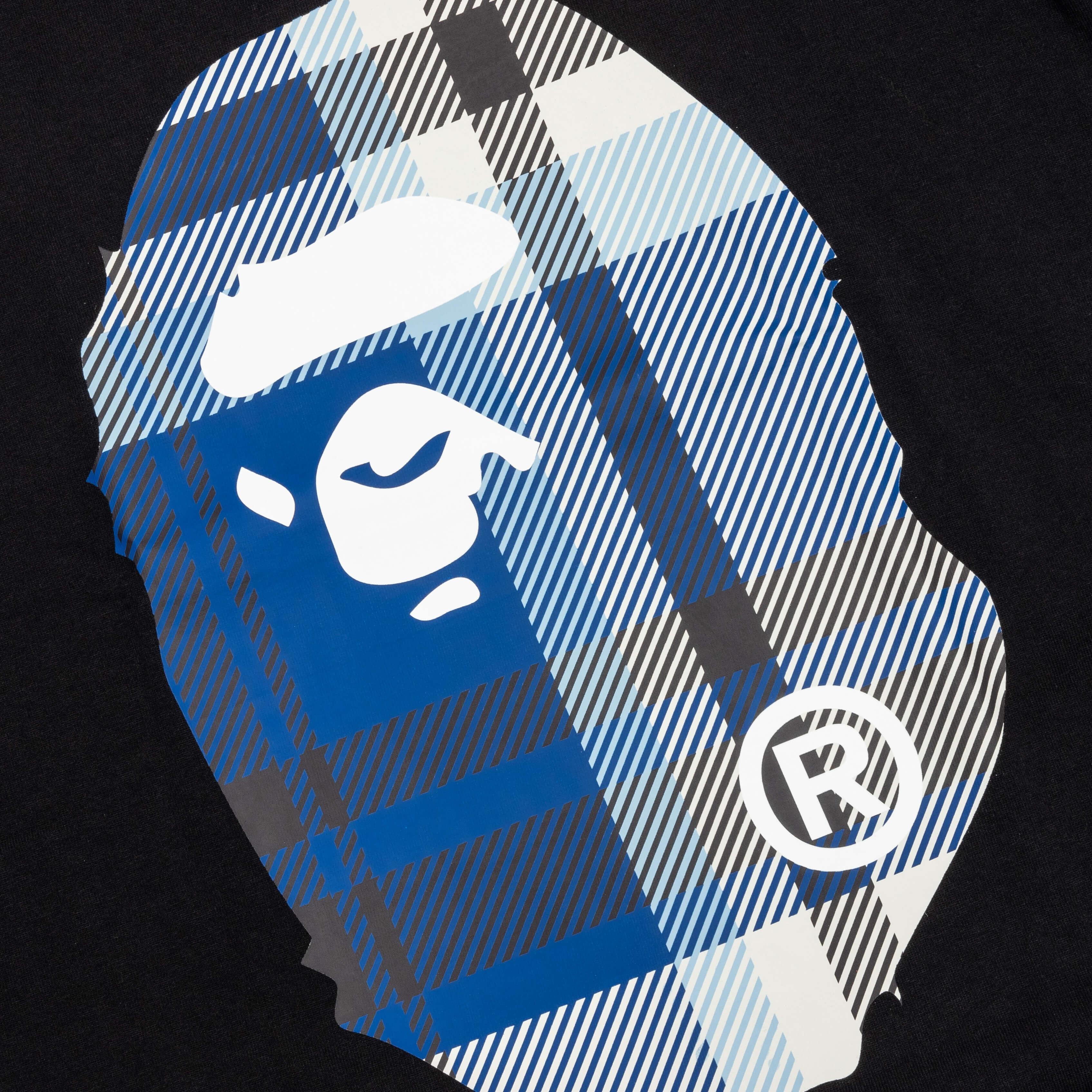 Bape Check Big Ape Head Tee - Black Male Product Image