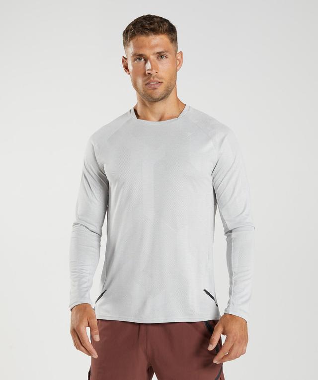 Gymshark Apex Long Sleeve T-Shirt - Light Grey/White Male Product Image