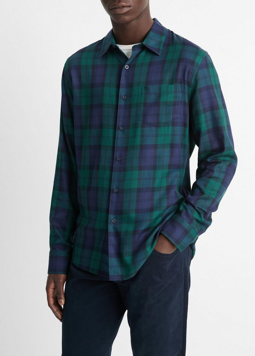 Castaic Plaid Cotton-Blend Shirt Product Image