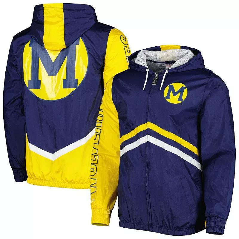 Mens Mitchell & Ness Michigan Wolverines Undeniable Full-Zip Windbreaker Jacket Blue Product Image