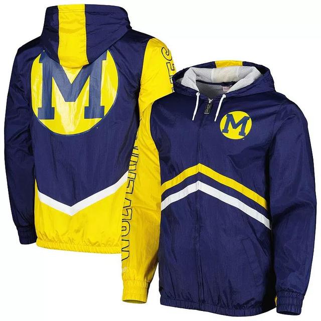 Mens Mitchell & Ness Navy Michigan Wolverines Undeniable Full-Zip Windbreaker Jacket Product Image