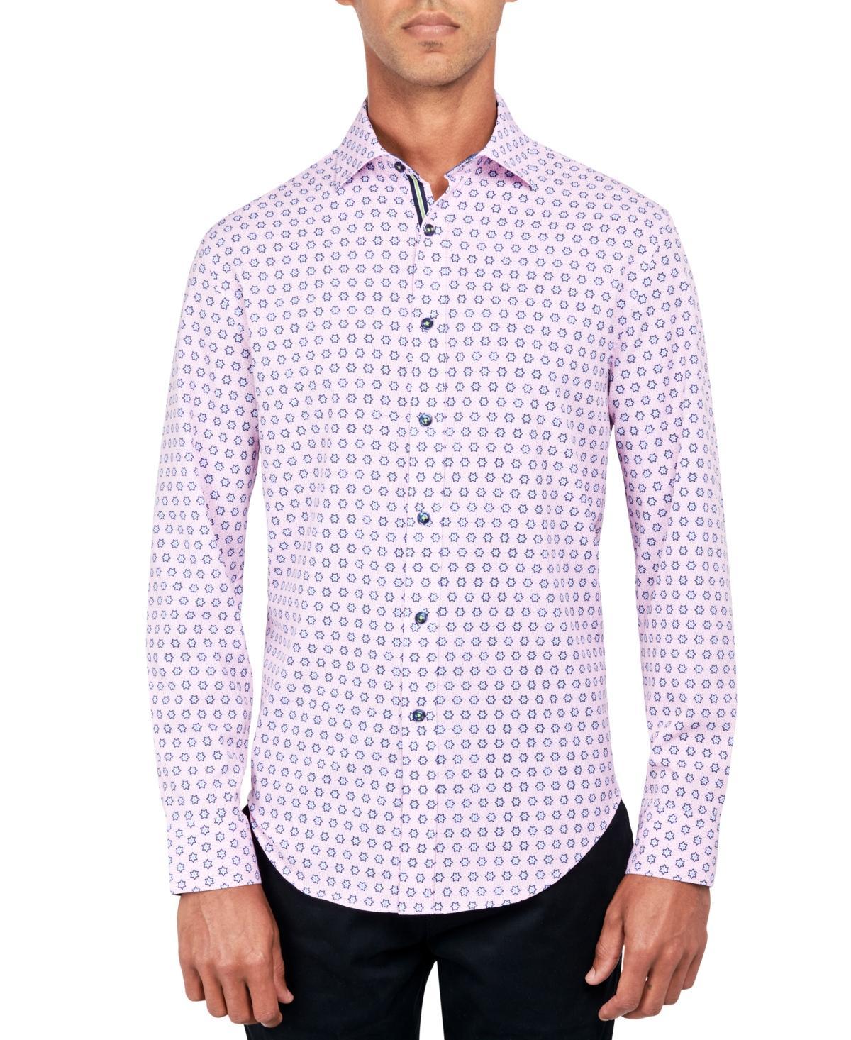 Society of Threads Mens Regular-Fit Non-Iron Performance Stretch Star Geo-Print Button-Down Shirt Product Image