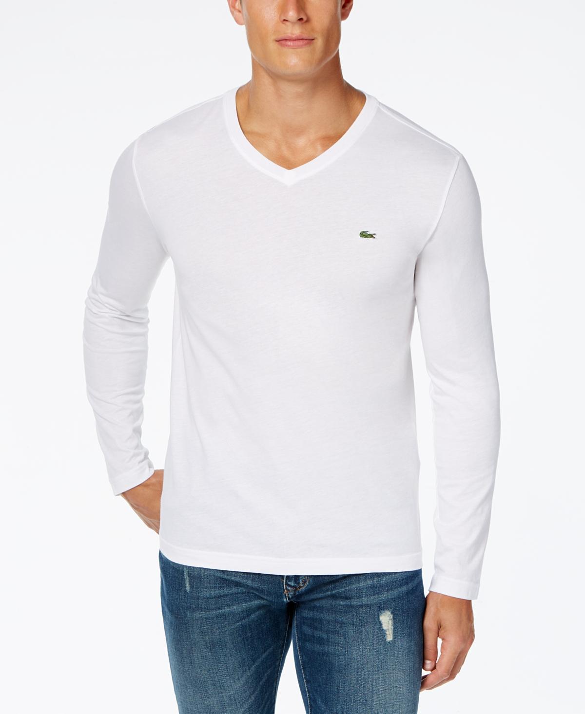 Lacoste Mens V-Neck Casual Long Sleeve Jersey T-Shirt Product Image