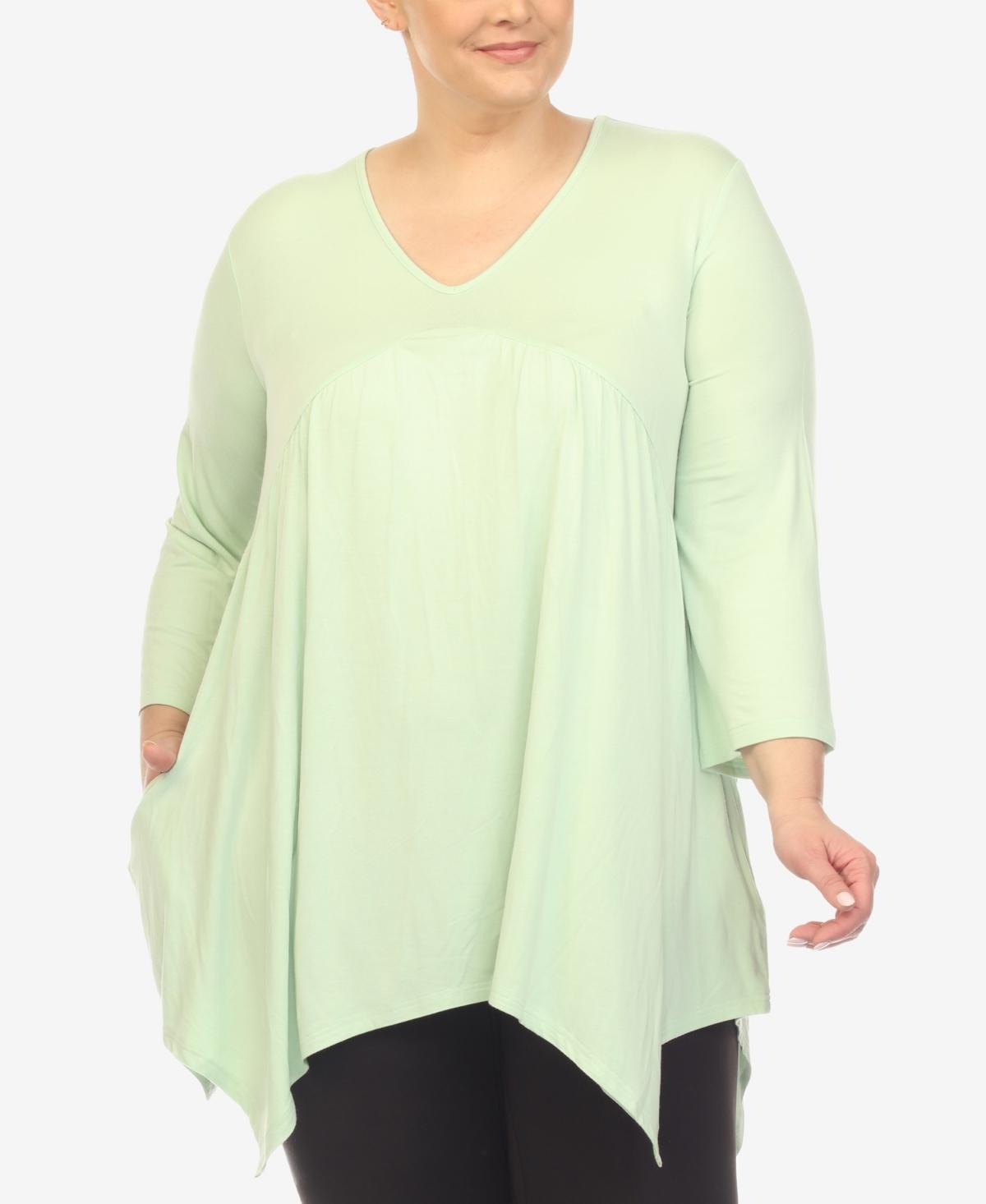 White Mark Plus Size Empire Cut V-neck Tunic Top Product Image