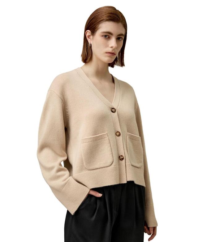 Lilysilk Womens Cropped Wool-Cashmere Blend Cardigan Sweater Product Image