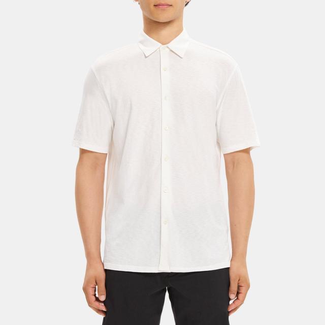 Slub Cotton Standard-Fit Short-Sleeve Shirt | Theory Outlet Product Image