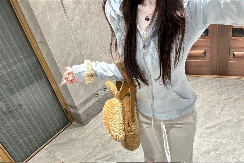 Drawstring Waist Plain Flared Sweatpants Product Image