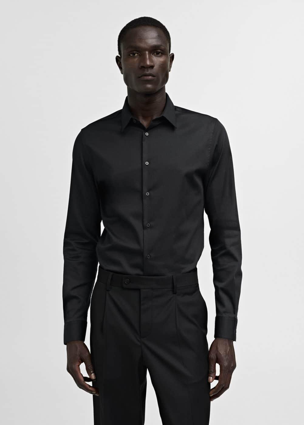 MANGO MAN - Super slim-fit poplin suit shirt blackMen Product Image