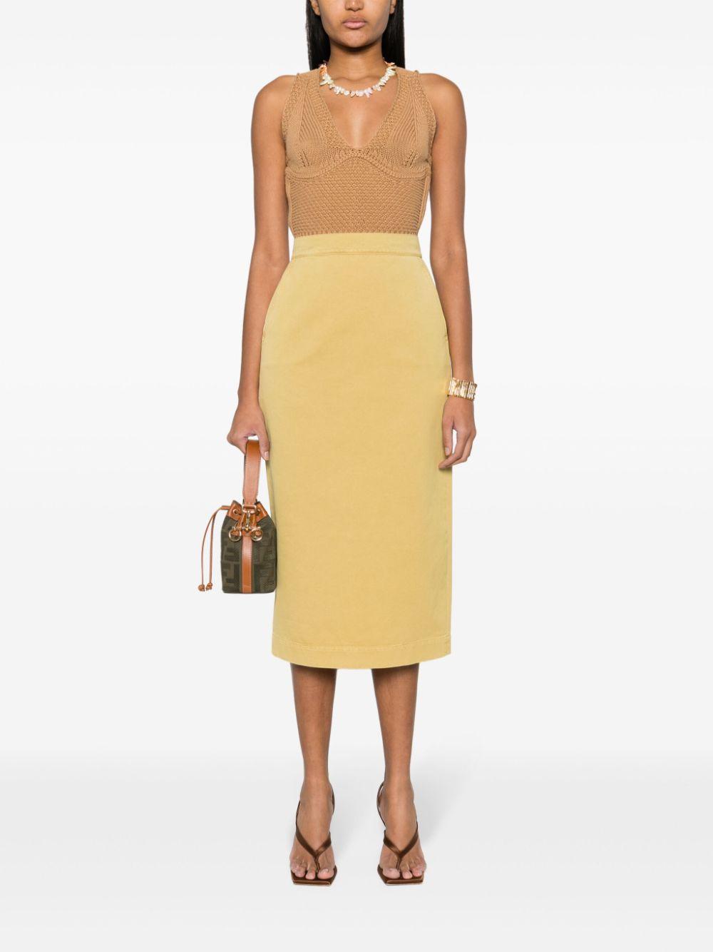 Denver Cotton Twill Pencil Skirt In Senape Product Image