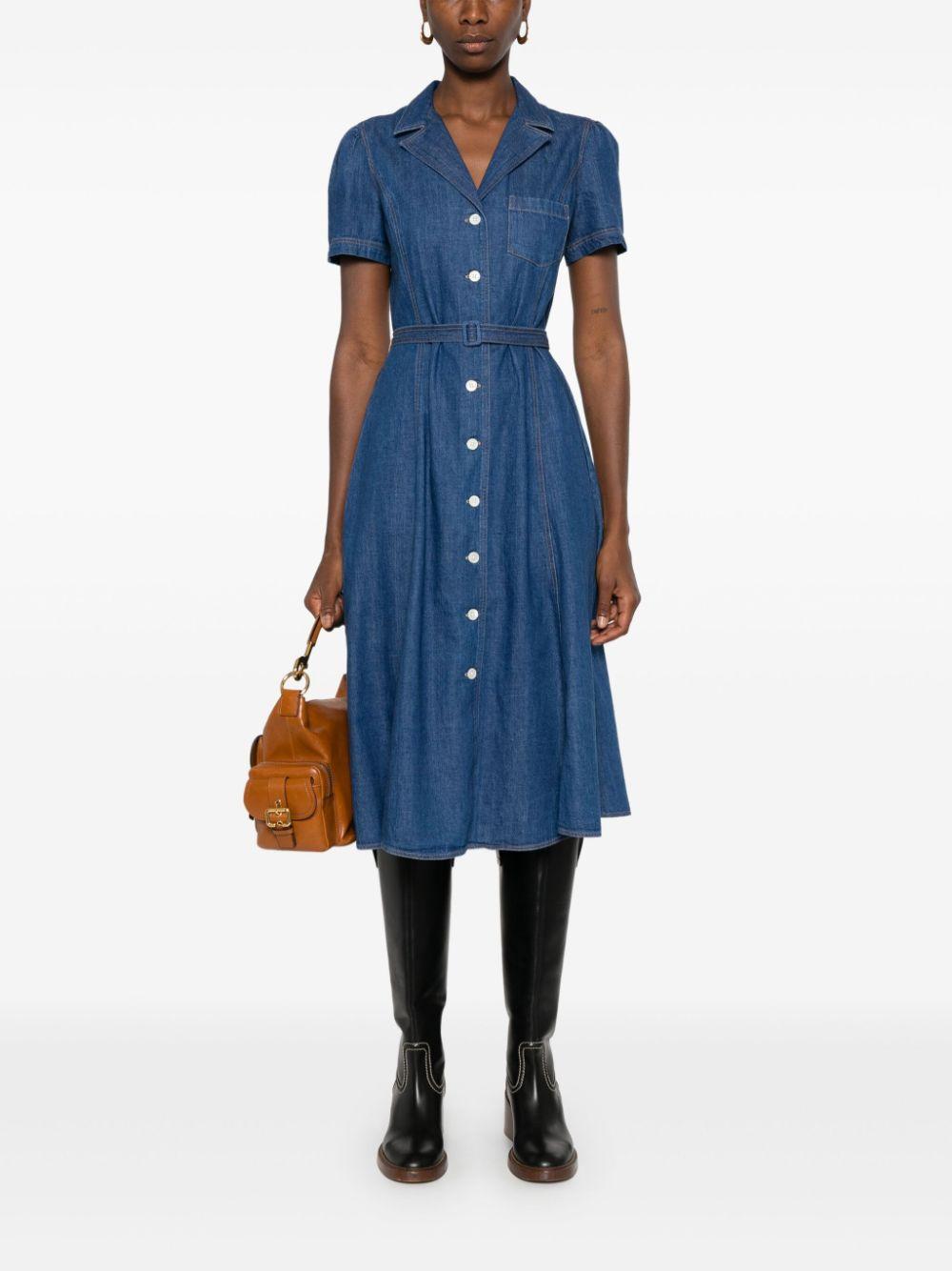 POLO RALPH LAUREN Buttoned Denim Midi Dress In Blau Product Image