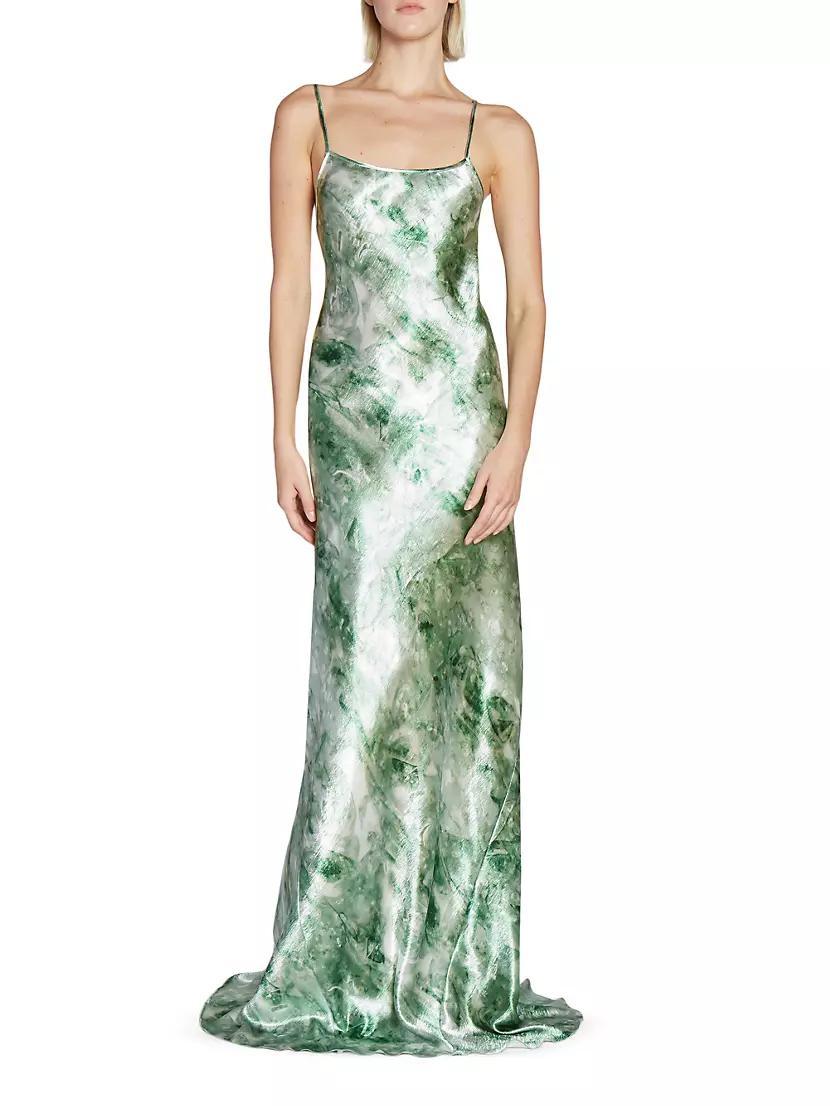 Abstract Satin Sleeveless Maxi Dress Product Image