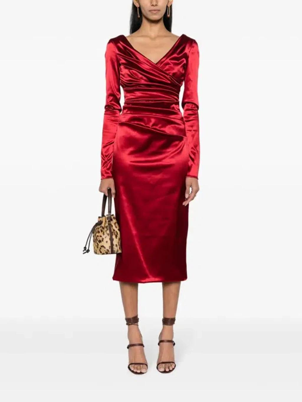 Draped Dress In Red Product Image