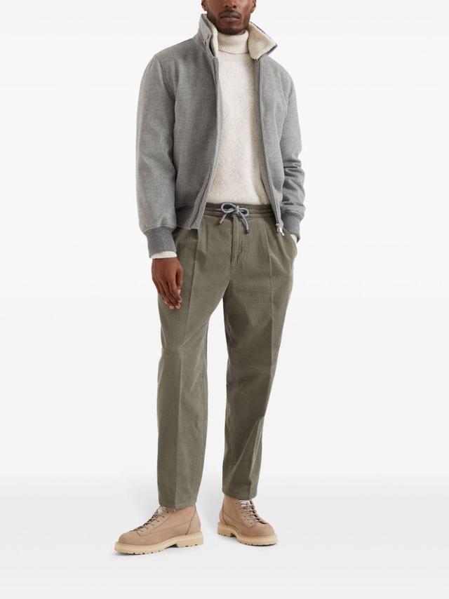 BRUNELLO CUCINELLI Corduroy Drawstring Trousers In Military Product Image