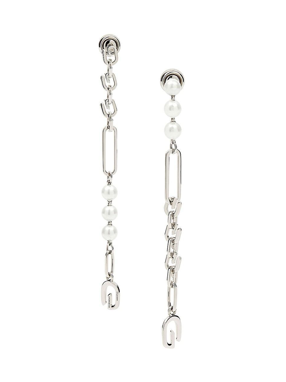 Womens G Link Earrings In Metal With Pearls Product Image