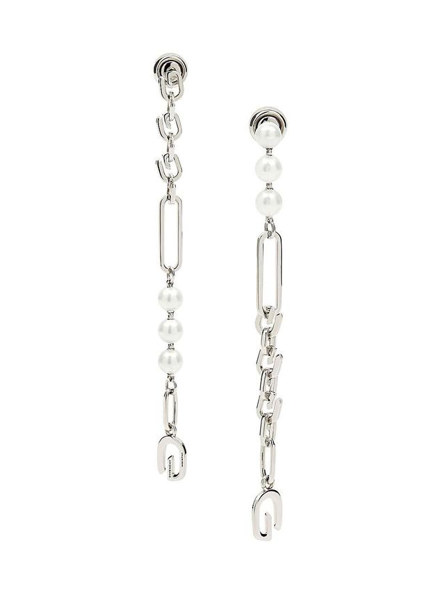 Womens G Link Earrings In Metal With Pearls Product Image