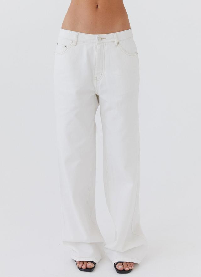 Keanna Low Rise Denim Jeans - Ivory Product Image