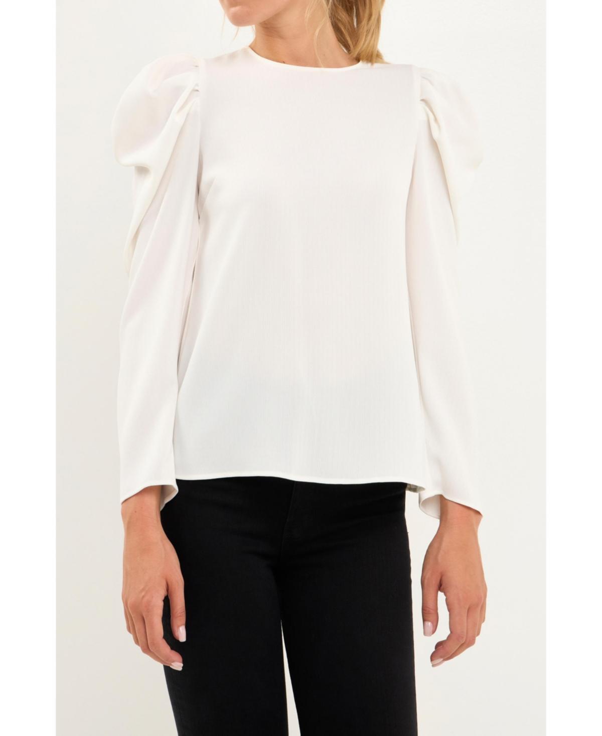 English Factory Puff Shoulder Top in Black at Nordstrom, Size Small Product Image