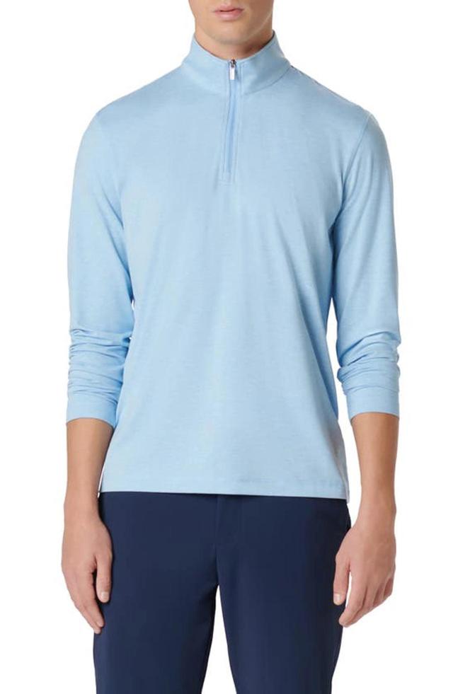 BUGATCHI Quarter Zip Performance Pullover In Sky Product Image