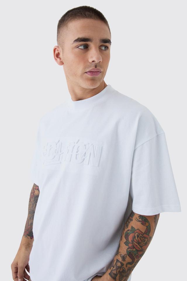 Oversized Extended Neck Limited Edition Embossed T-Shirt | boohooMAN USA Product Image