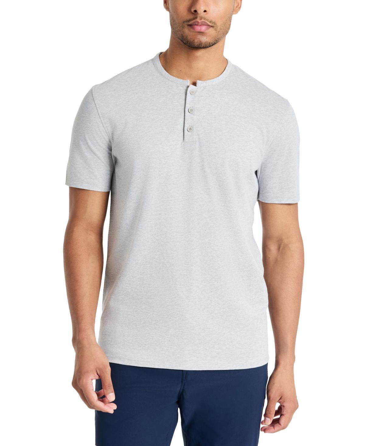 Kenneth Cole Mens 4-Way Stretch Heathered Stand-Collar Pique Henley Product Image