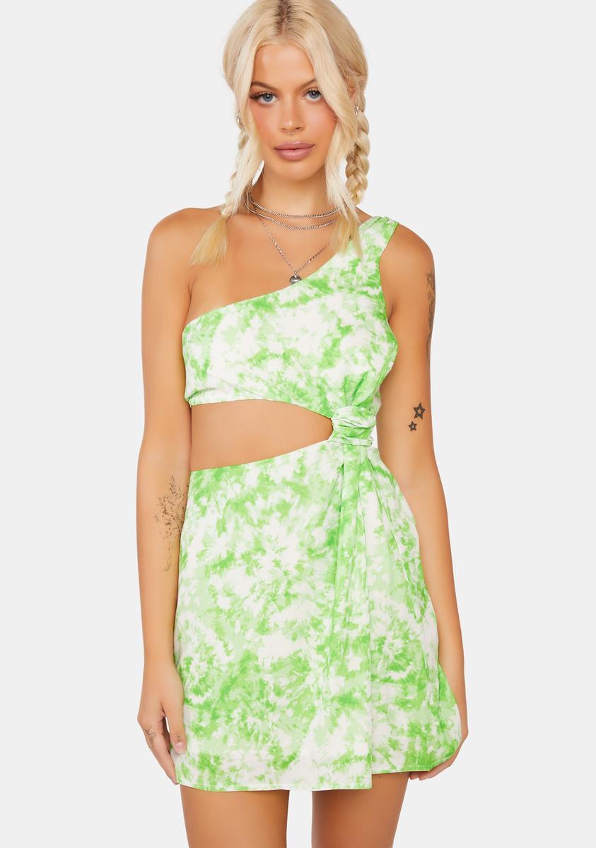 For Love & Lemons Tie Dye Cutout Mini Dress - Green Product Image