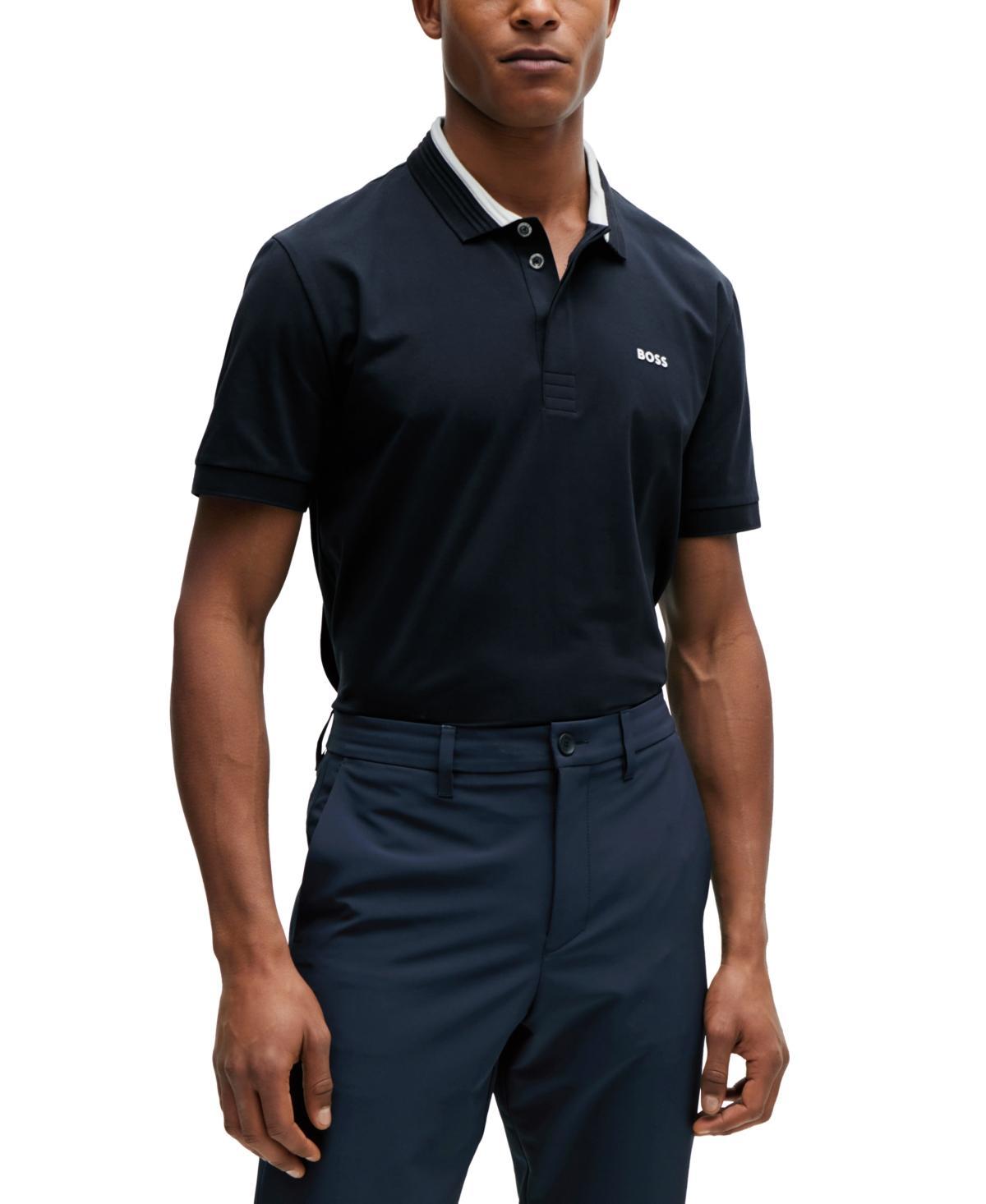 Boss by Hugo Boss Mens 3D-Stripe Collar Regular-Fit Polo Shirt Product Image