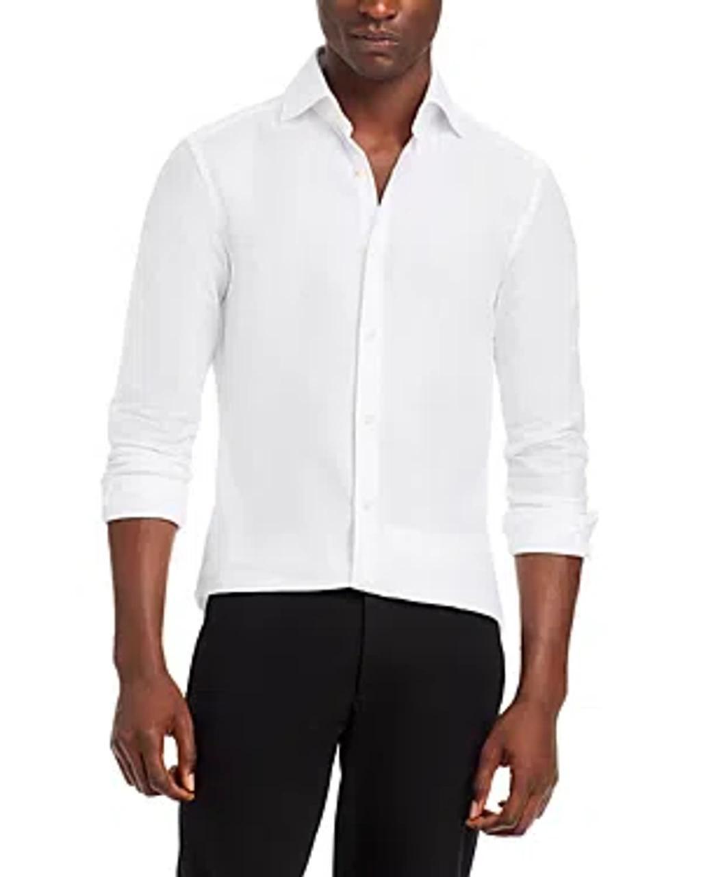 L-hays-spreadb-233 Cotton Textured Slim Fit Button Down Shirt In White Product Image