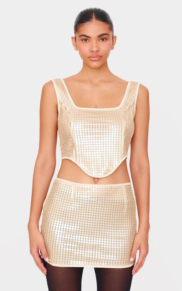 Gold Chain Sequin Corset Top Product Image