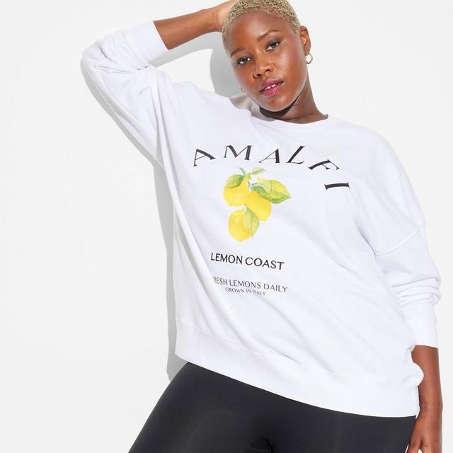 Womens Oversized Graphic Sweatshirt - Wild Fable White 1X Product Image