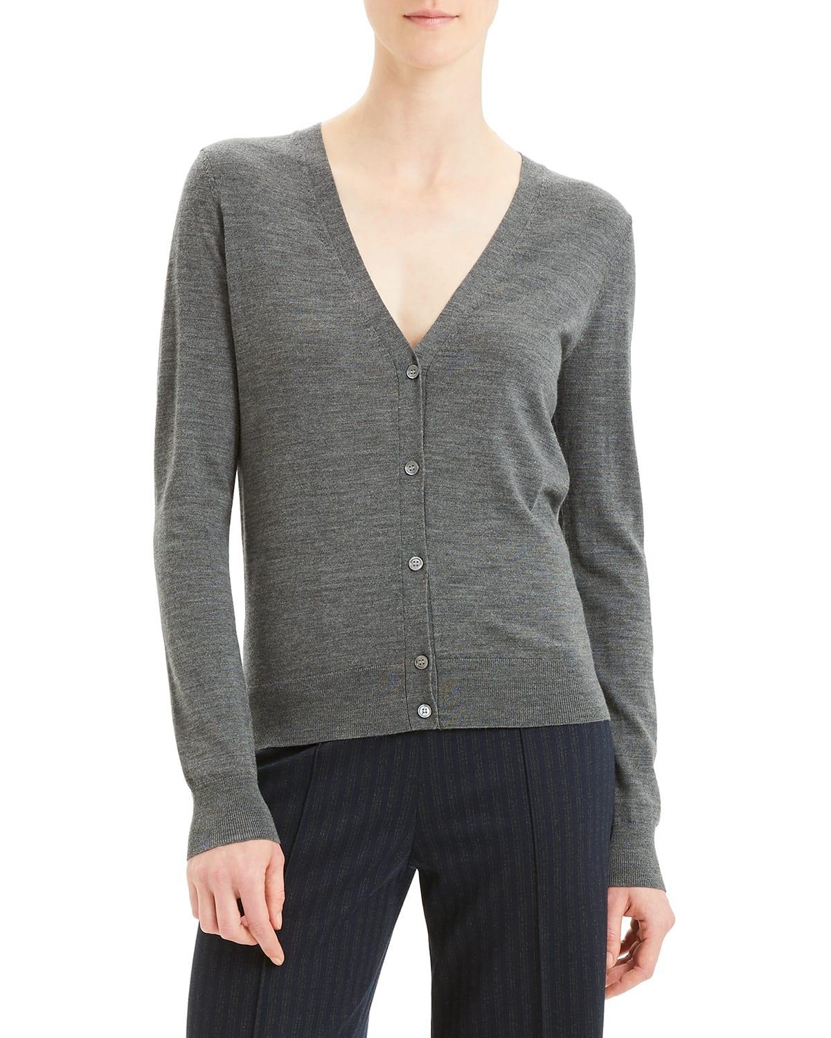 Theory V-Neck Cardigan in Regal Wool  - NEW IVORY - female - Size: Small Product Image