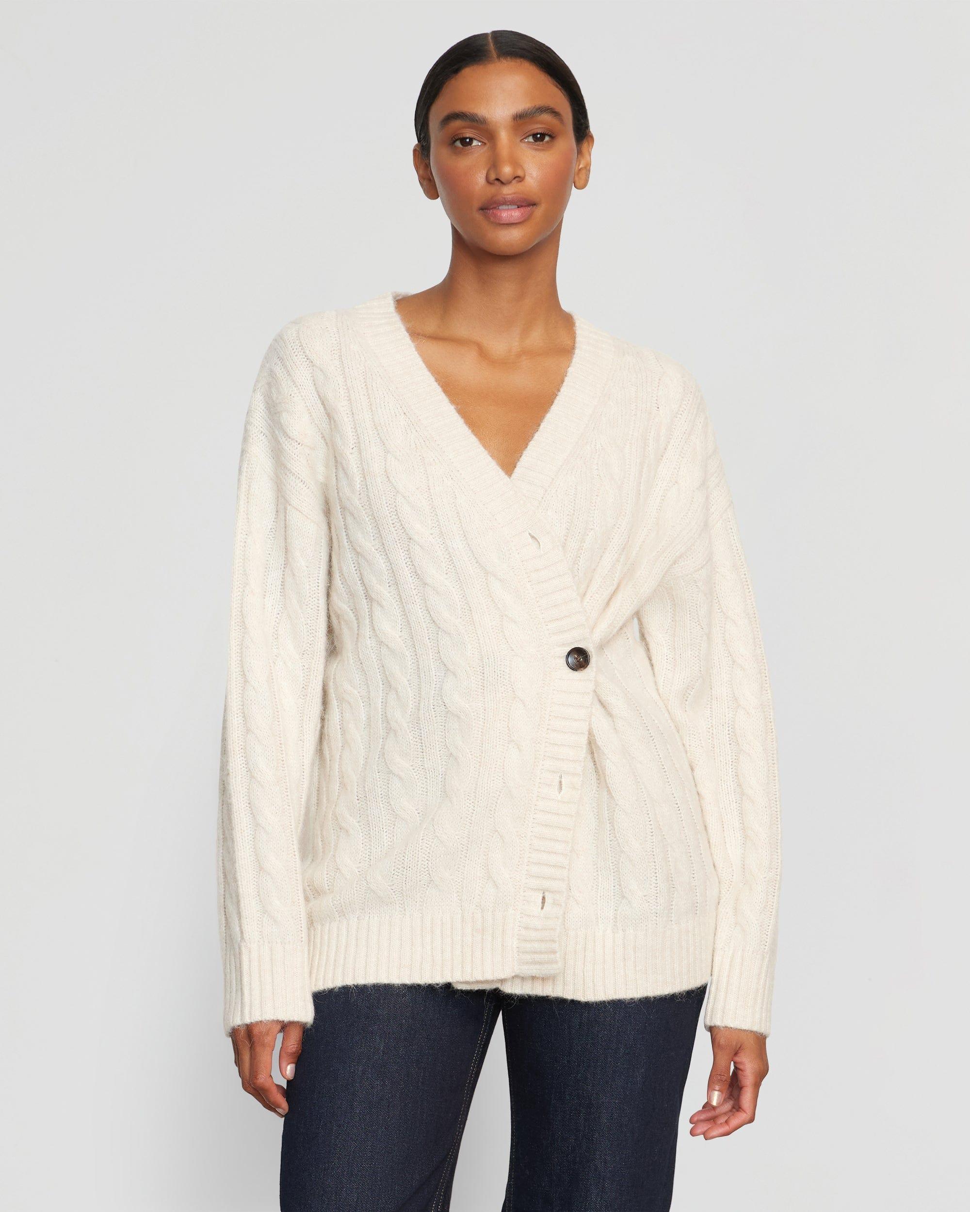 Hikari Asymmetric Cable Knit Cardigan Product Image