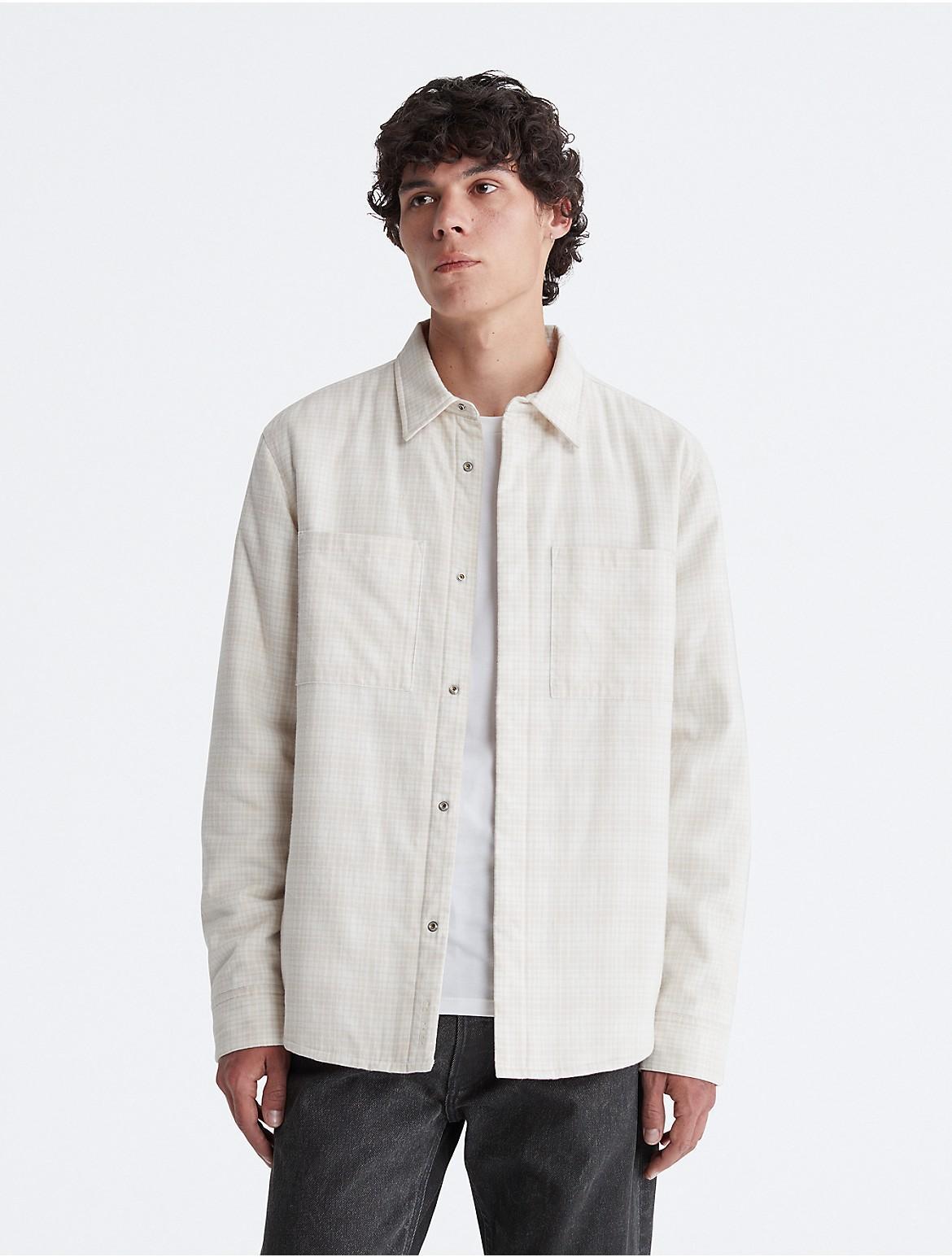 Calvin Klein Mens Plaid Flannel Shirt Jacket - White - XS Product Image