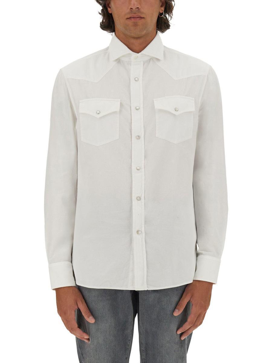 BRUNELLO CUCINELLI Collared Buttoned Shirt In White Product Image