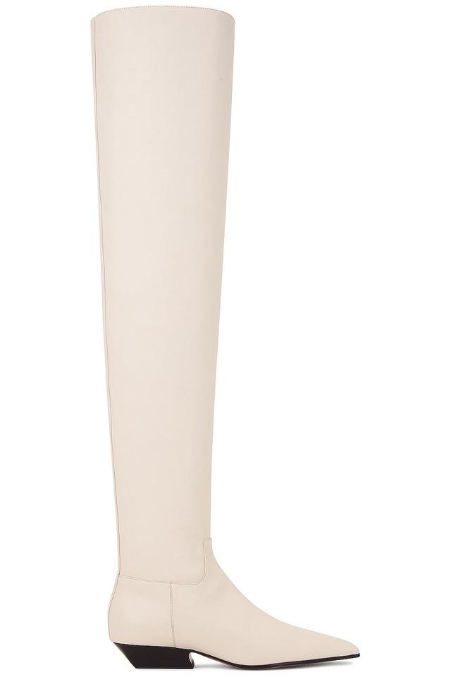 KHAITE Marfa Classic Flat Over The Knee Boot in Black Product Image