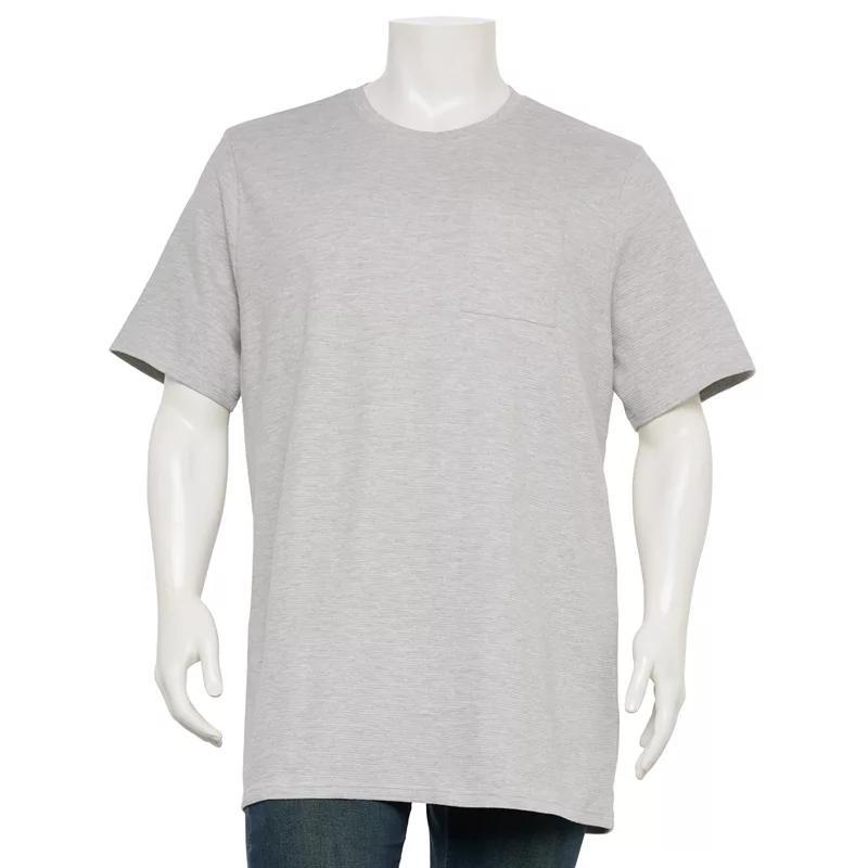 Big & Tall StraightFaded Ottoman Textured Short Sleeve Pocket T-Shirt, Mens White Product Image