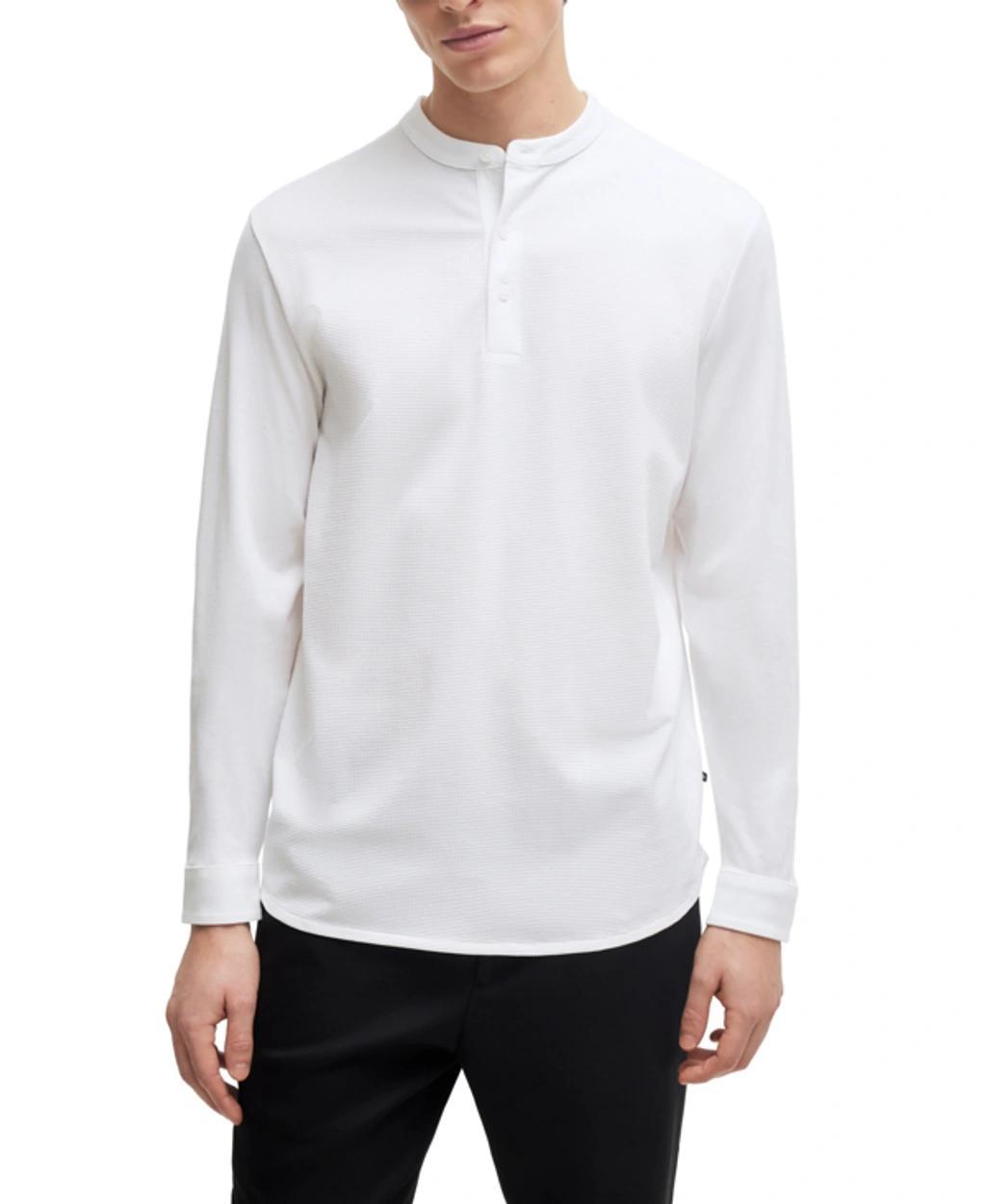 Boss By  Men's Henley Neckline Polo Shirt In White Product Image