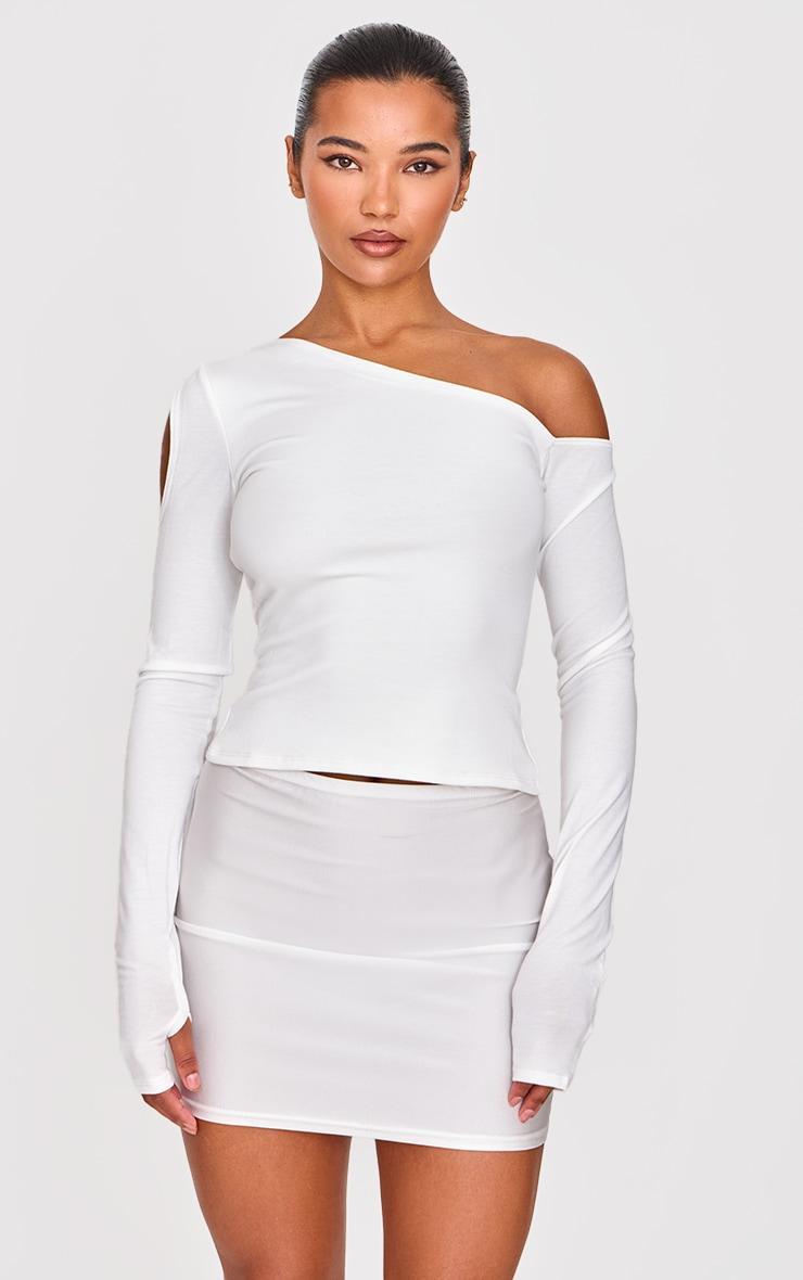 White Diamante Cross Detail Jersey Mini Skirt Product Image