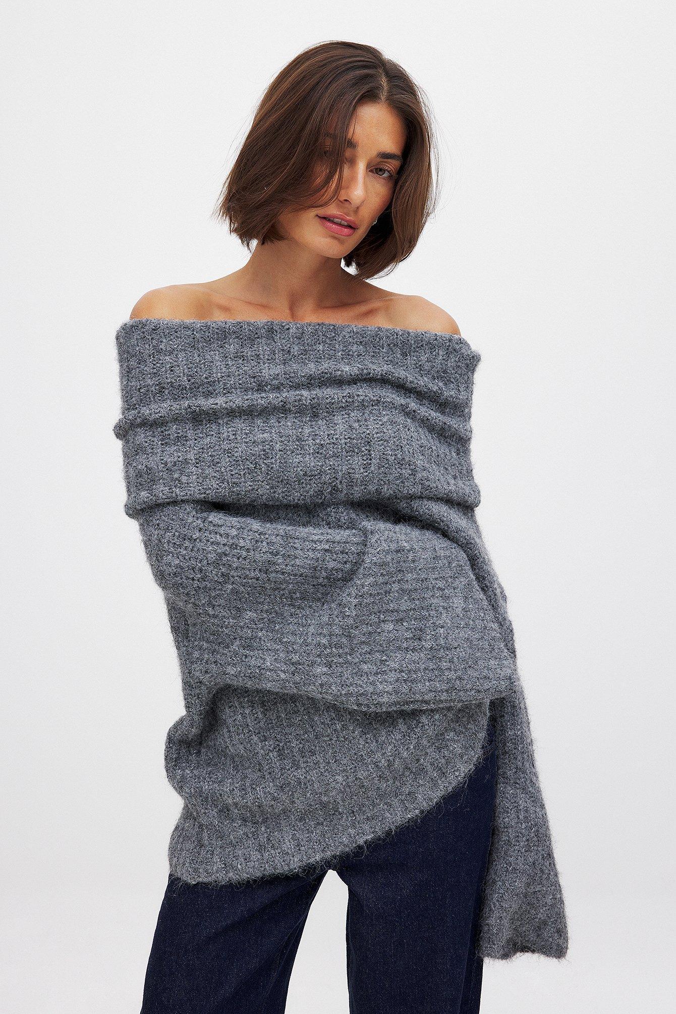 Oversized Off Shoulder Knitted Sweater Product Image