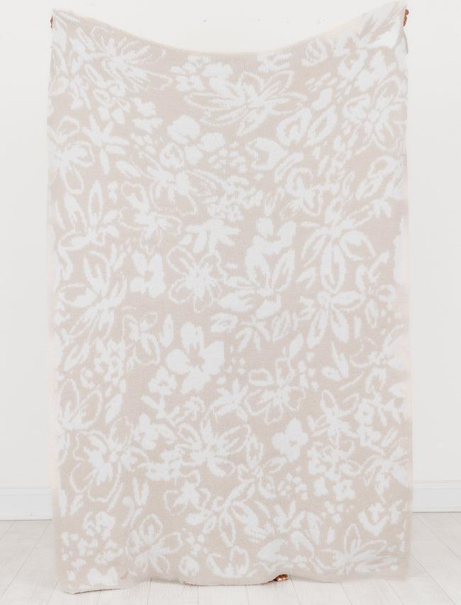 Make Me Believe Tan and Cream Floral Blanket Product Image