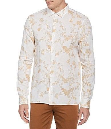 Perry Ellis Big  Tall Painted Floral Print Long Sleeve Woven Shirt Product Image