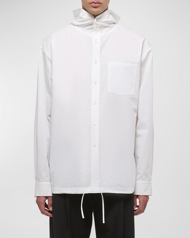 Mens Cotton Hooded Button-Front Shirt Product Image