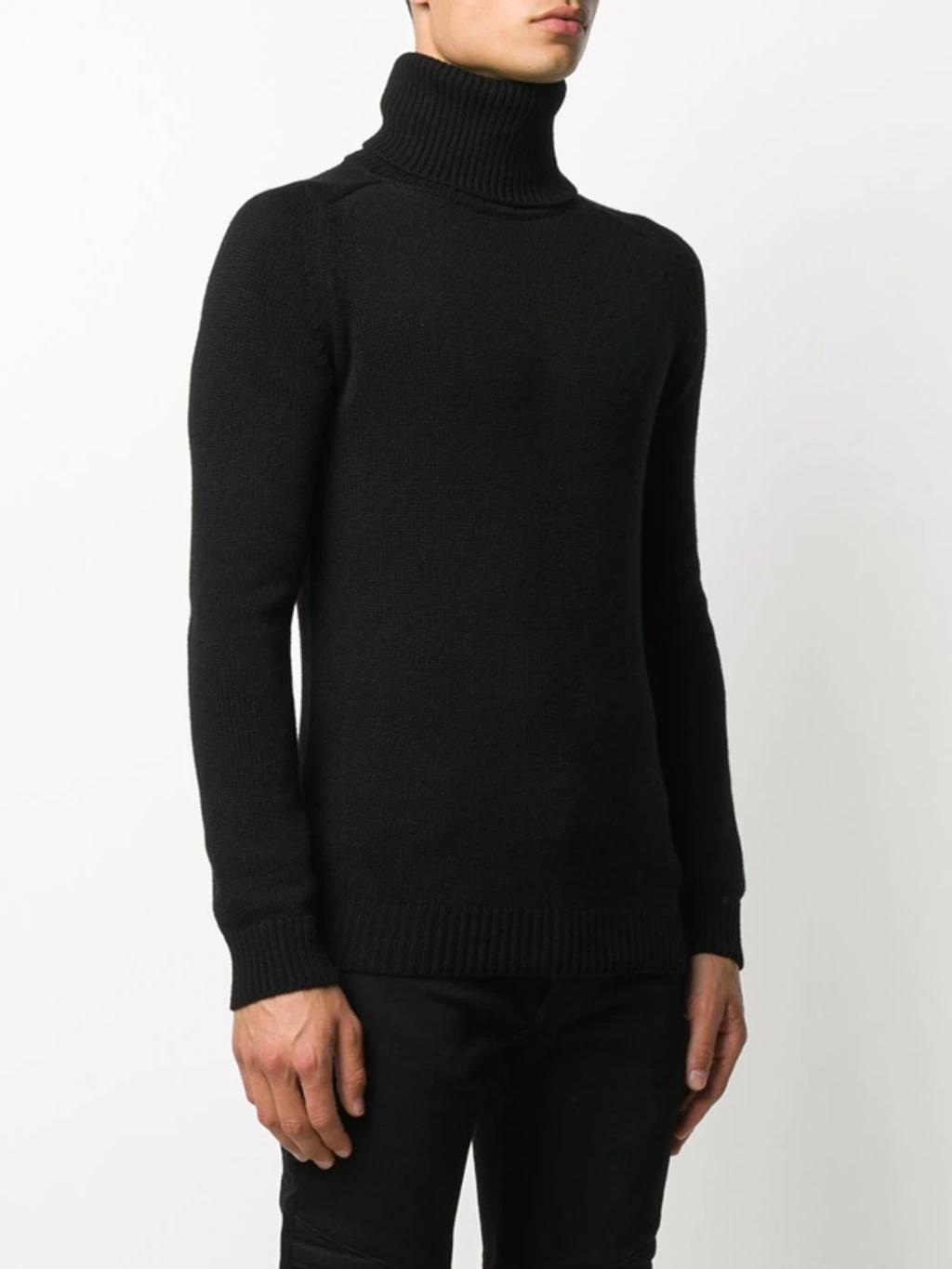 Ribbed-knit Roll-neck Jumper In Black Product Image