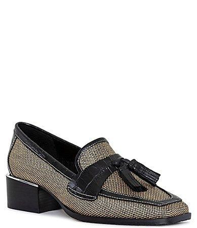 Donald Pliner Avispr Raffia and Leather Tassel Loafers Product Image