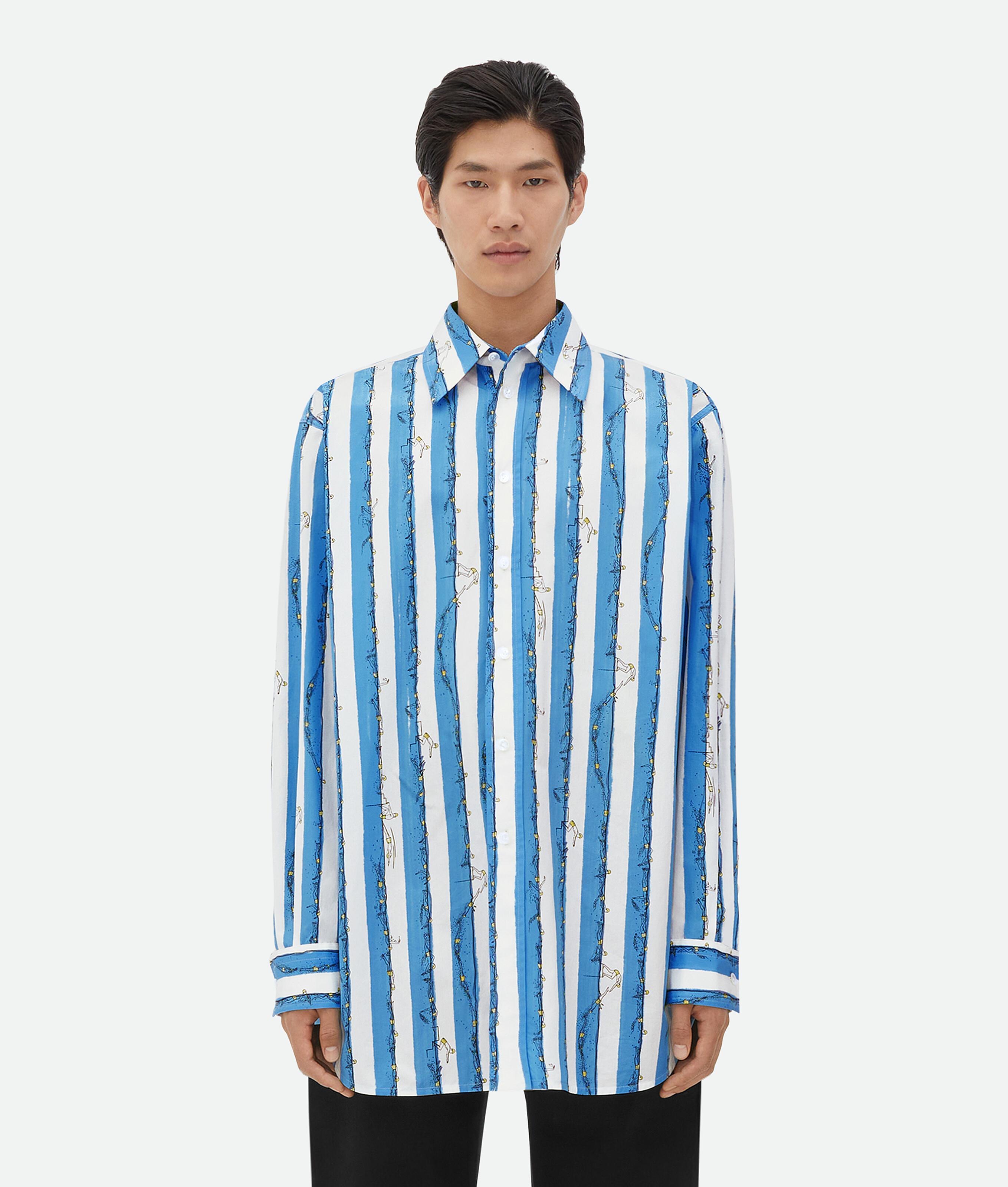 Men's Printed Cotton Shirt in Admiral/pineapple Product Image