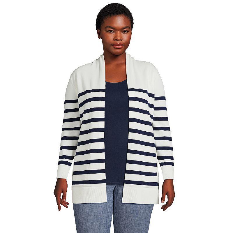 Plus Size Lands End Draped Open-Front Long Cardigan Sweater, Womens Product Image