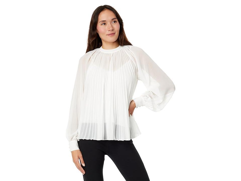 Ted Baker Macenzi Embellished Pleated Neck Top (Ivory) Women's Clothing Product Image