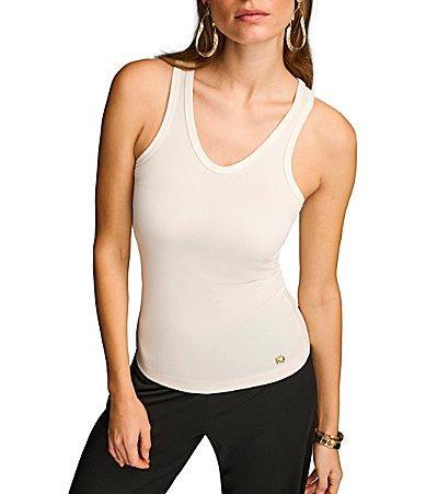 Donna Karan Knit Stretch Crepe Scoop Neck Sleeveless Tank Product Image