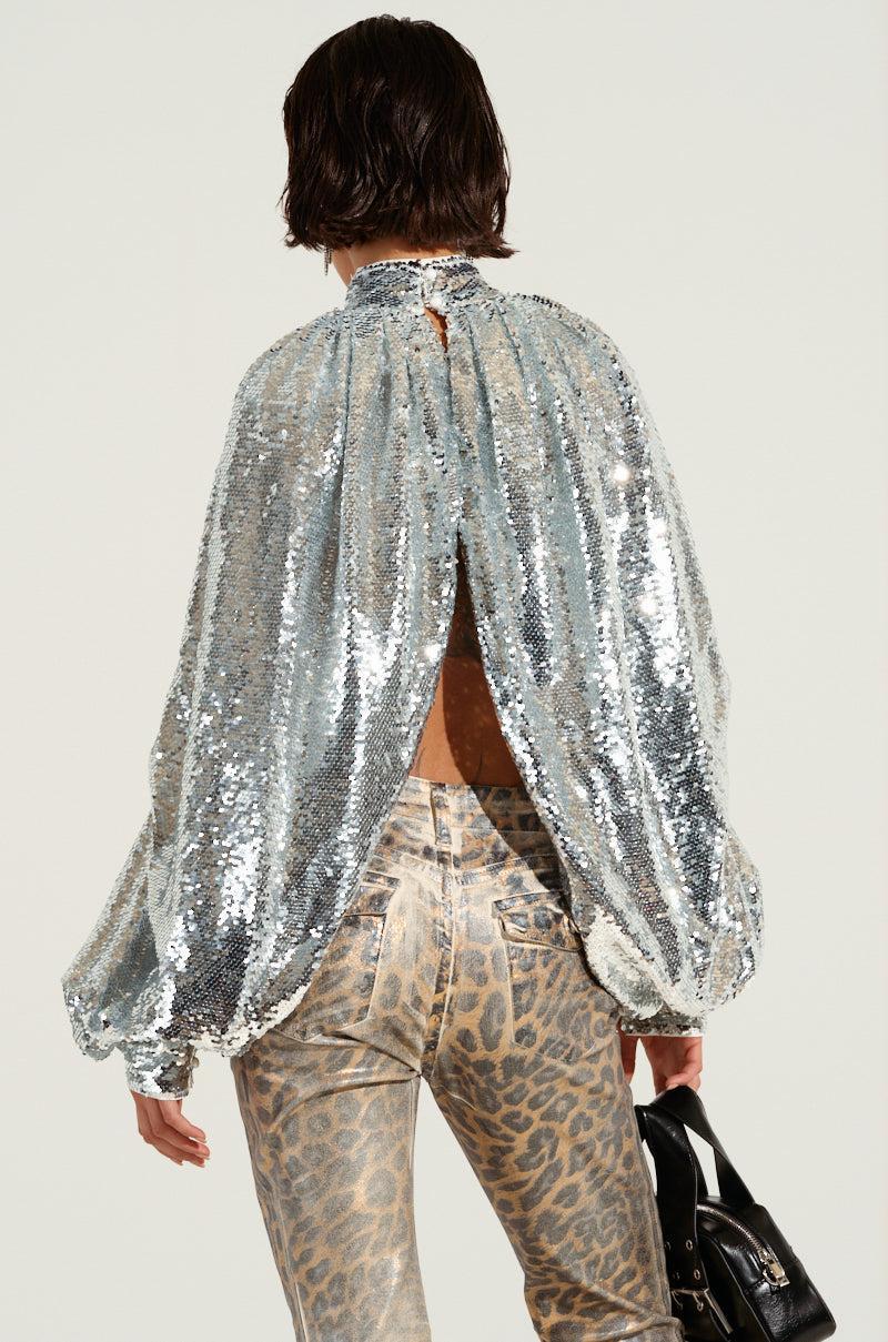 MASTERPIECE SEQUIN PUFF SLEEVE TOP Product Image